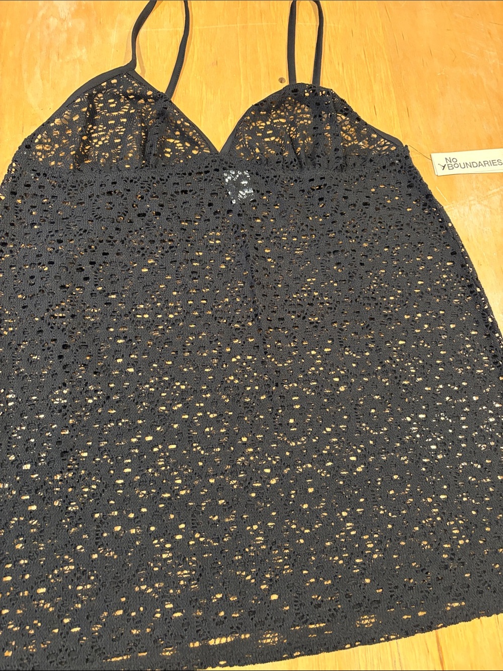 No Boundaries Black Crochet Cami Slip Dress